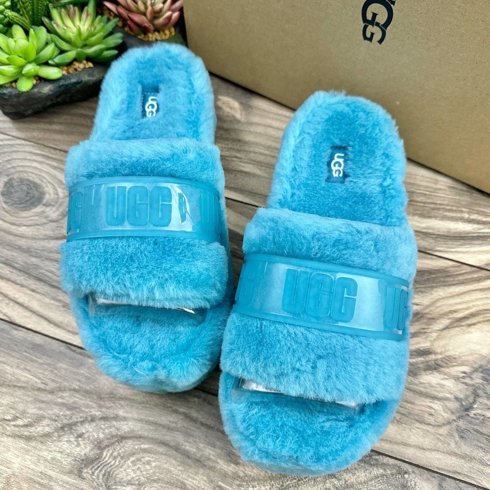 ❌SOLD❌UGG Australia Fluffita 8 Tidal Wave Clear Slide Platform Slipper Sandals - Picture 3 of 12